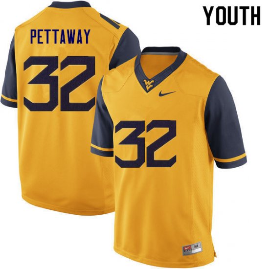 Youth West Virginia Mountaineers NCAA #32 Martell Pettaway Gold Authentic Nike Stitched College Football Jersey HX15Q52NK